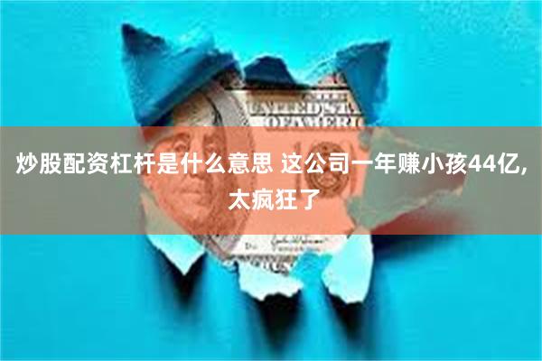 炒股配资杠杆是什么意思 这公司一年赚小孩44亿, 太疯狂了