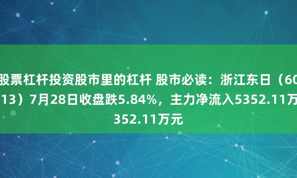 股票杠杆投资股市里的杠杆 股市必读：浙江东日（600113）7月28日收盘跌5.84%，主力净流入5352.11万元