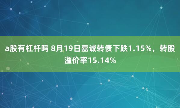 a股有杠杆吗 8月19日嘉诚转债下跌1.15%，转股溢价率15.14%