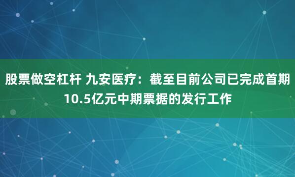股票做空杠杆 九安医疗：截至目前公司已完成首期10.5亿元中期票据的发行工作